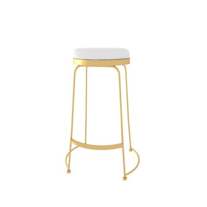 Glam Style Counter Stool Upholstered Round Bar Stool with Gold Frame