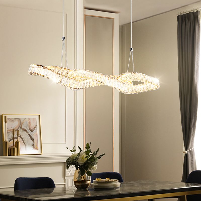 Nordic Style Crystal Hanging Lamp Geometry Shape Island Light Fixture for Bedroom