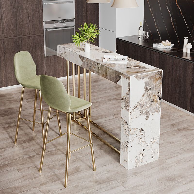 1/3 Pieces Glam Rectangle Sintered Stone Counter Table with High Stools