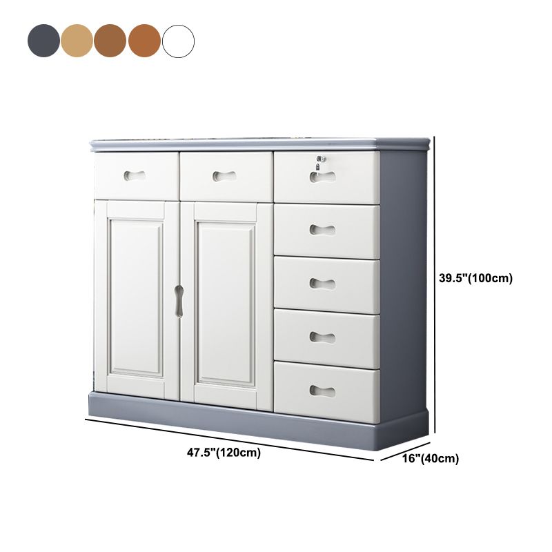 Contemporary Rectangle Accent Cabinet with Drawers Wood Storage Cabinet