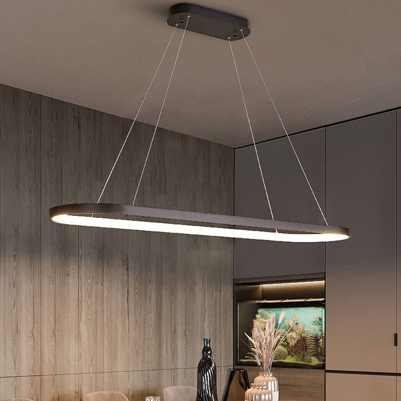 Modern sala da pranzo illuminazione ovale con soffitto a sospensione di metallo lampadario