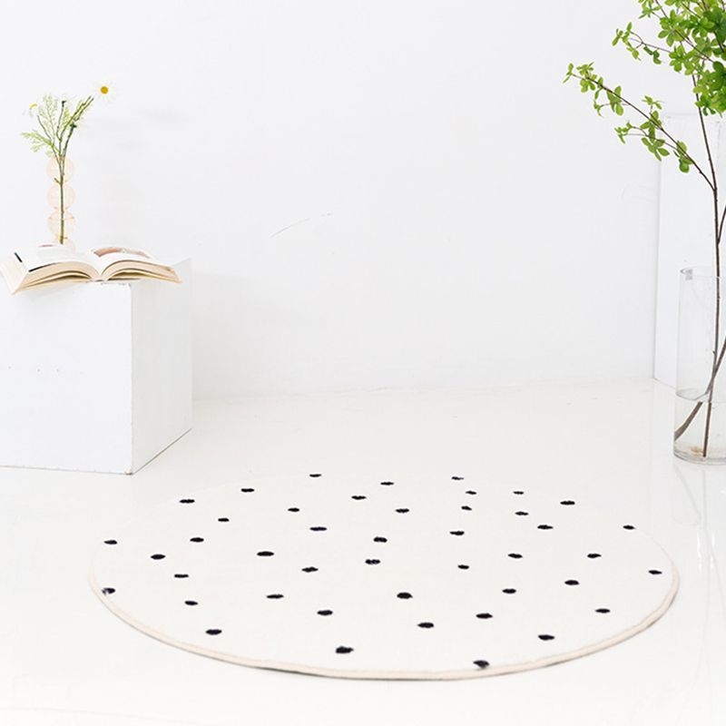 Wit Modern Rug Polyester Onregelmatige Lijn Tapijtwasbaar Tapijt voor woonkamer