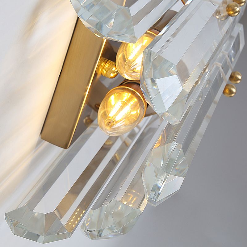 Modern Style Geometry Shape Wall Light Crystal 2 Light Sconces for Bedroom