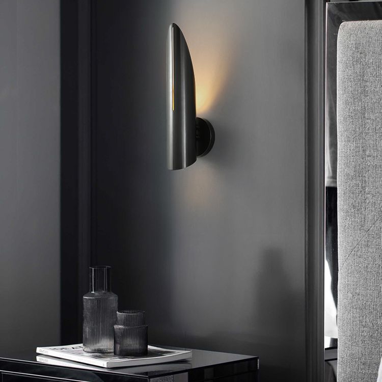 Shaded Metal Sconce Light Fixture Contemporary Wall Mounted Light Fixture for Bedroom