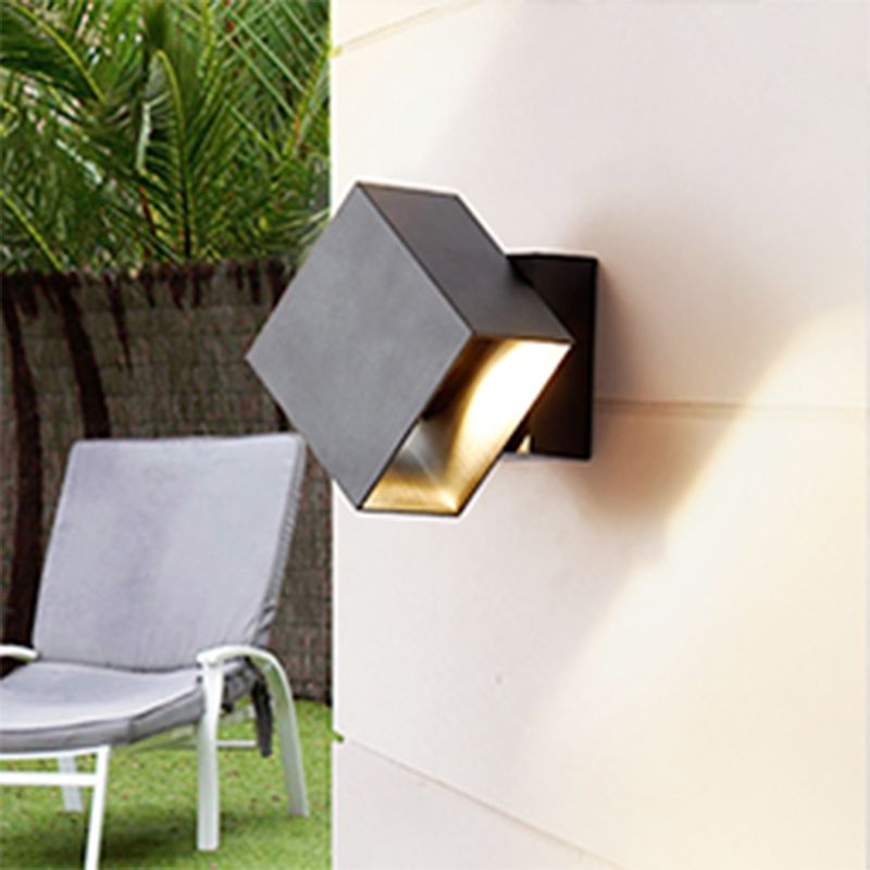 Cuboid Up and Down LED Wall Sconce Contemporary Metal Black/Grey/White Outdoor Wall Mount Light with Adjustable Angle