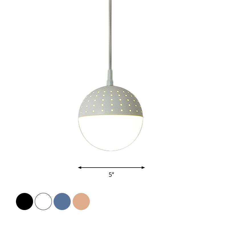 Globe/Ellipse -Suspension Licht mit opalweißem Glasschatten Metall Nordisch 1 helles schwarz/weiß/rosa hängende Anhänger Licht für Schlafzimmer
