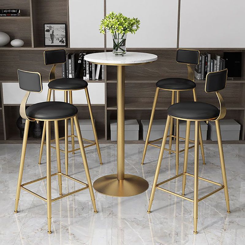 Nordic Marble Bar Table 42-inch Height Gold Metal Base Bistro Table