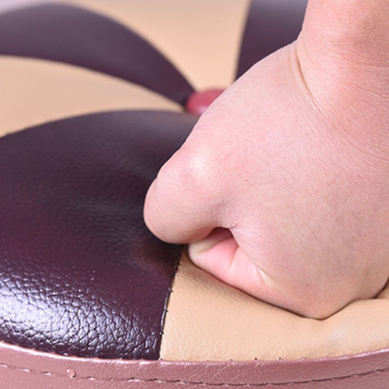 Modern Leather Pouf Water Resistant Round Pouf for Drawing Room