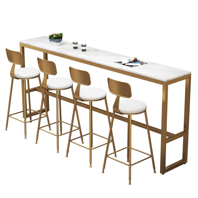 White Stone Top Table and Stool Set 1/2/5/7 Pieces Indoor Glam Counter Height Set