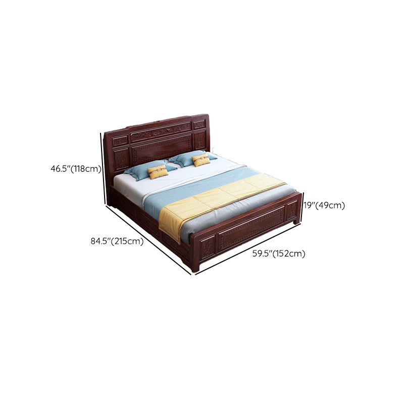 Solid Wood Panel Bed Traditional with Headboard Standard Bed Rectangular