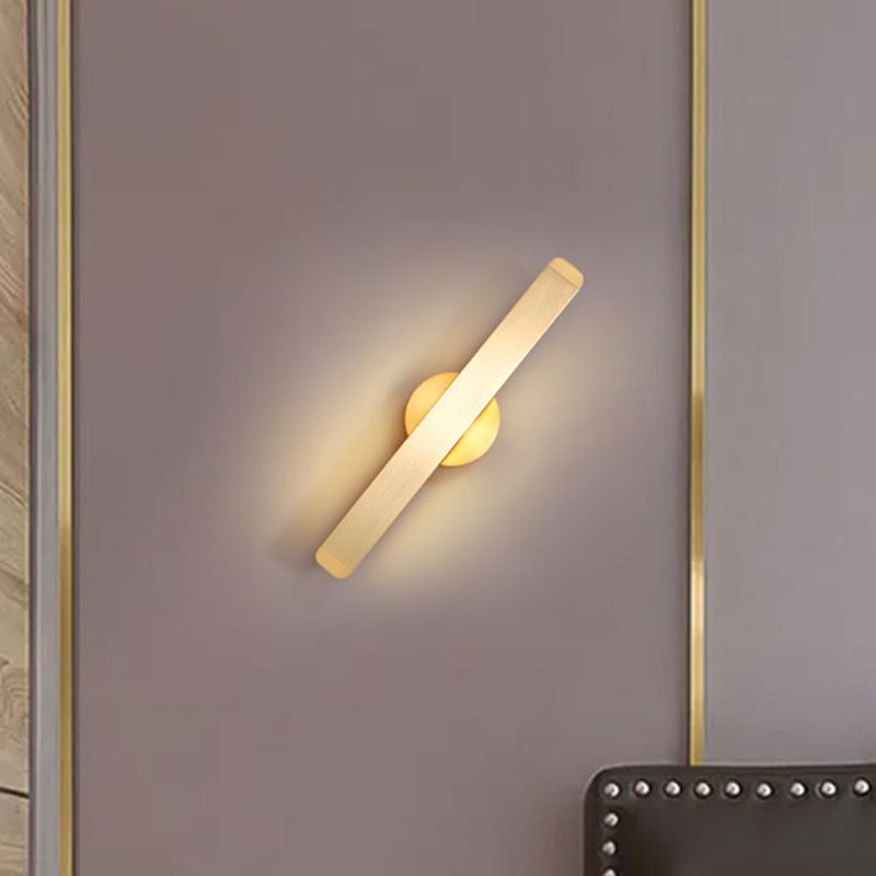Brushed Gold Rectangular LED Wall Lamp Rotatable Design Nordic Simplicity Aluminum Sconce Light for Bedside