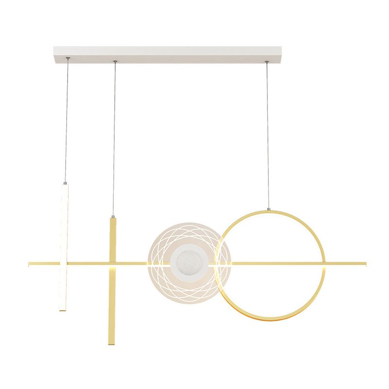 Geometric Island Lighting Fixtures Modern Chandelier Metal Island Lamps 4 Light in Gold