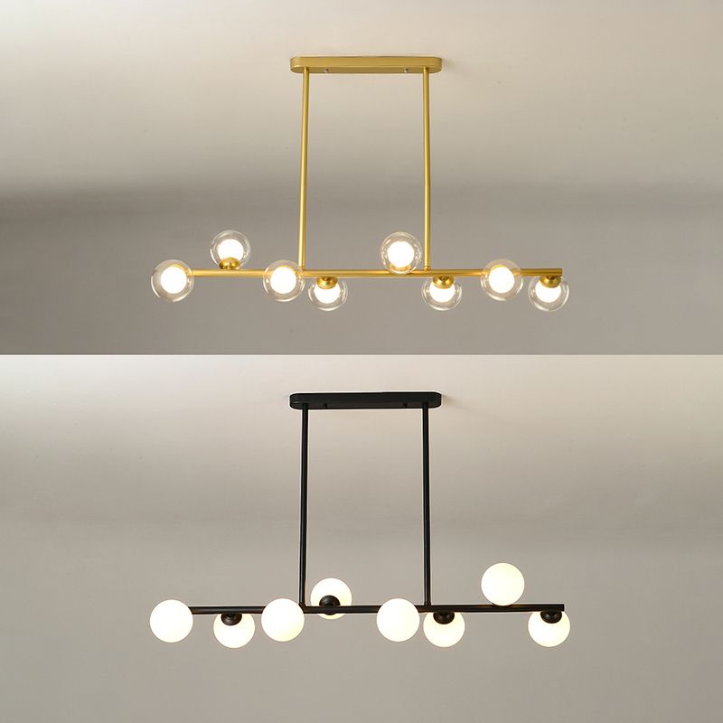 Modern Simple Dining Chandelier Light Round Glass Shade Pendant Light for Dining Room