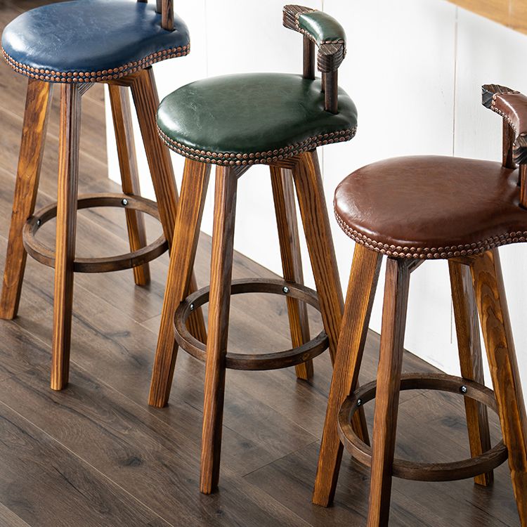 Taburete de bar sin brazos con respaldo moderno, taburete de bar para el hogar, de madera, con cojín y Pedal