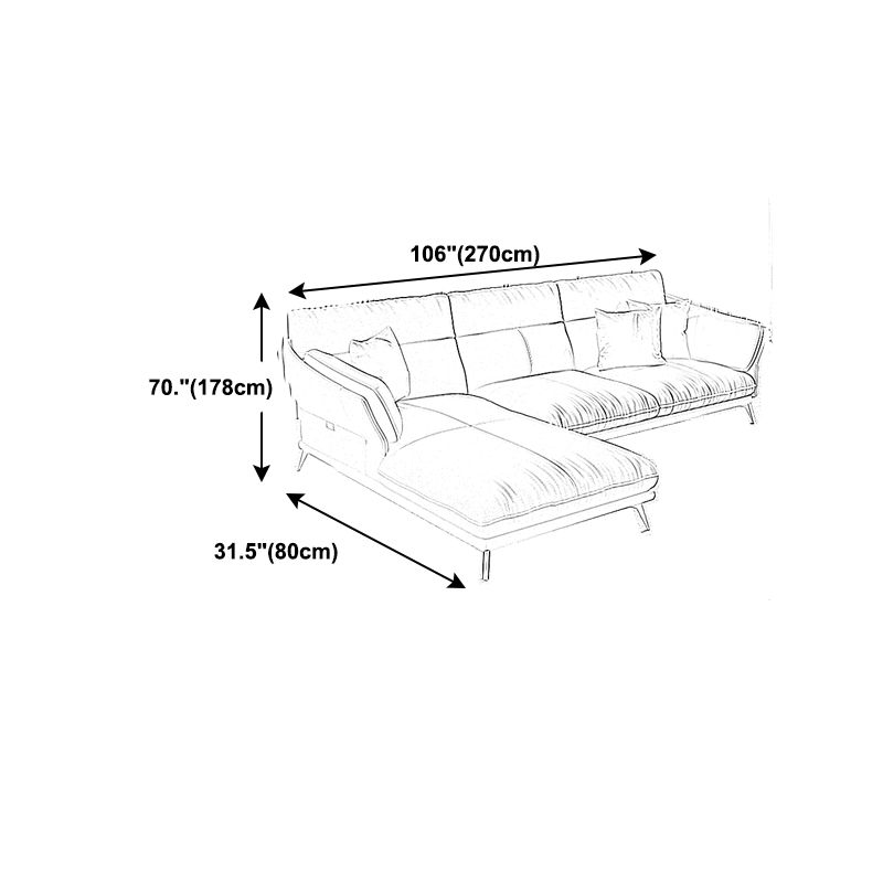 Light-grey Sewn Pillow Back Faux Leather Pillow Top Arm Sofa for Living Room
