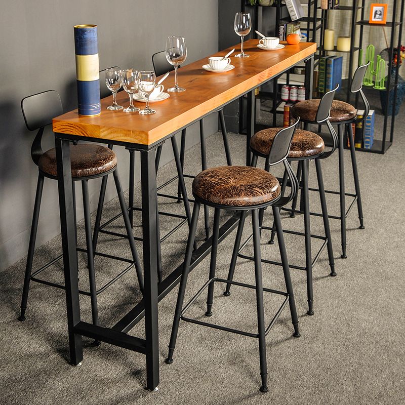 Industrial Style Bar Stool Wooden Counter Bar Stool with Metal Legs for Home
