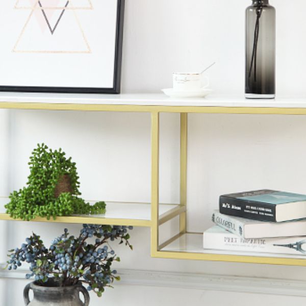 Metal Etagere Bookcase Scandinavian Open Back Bookshelf with Shelves