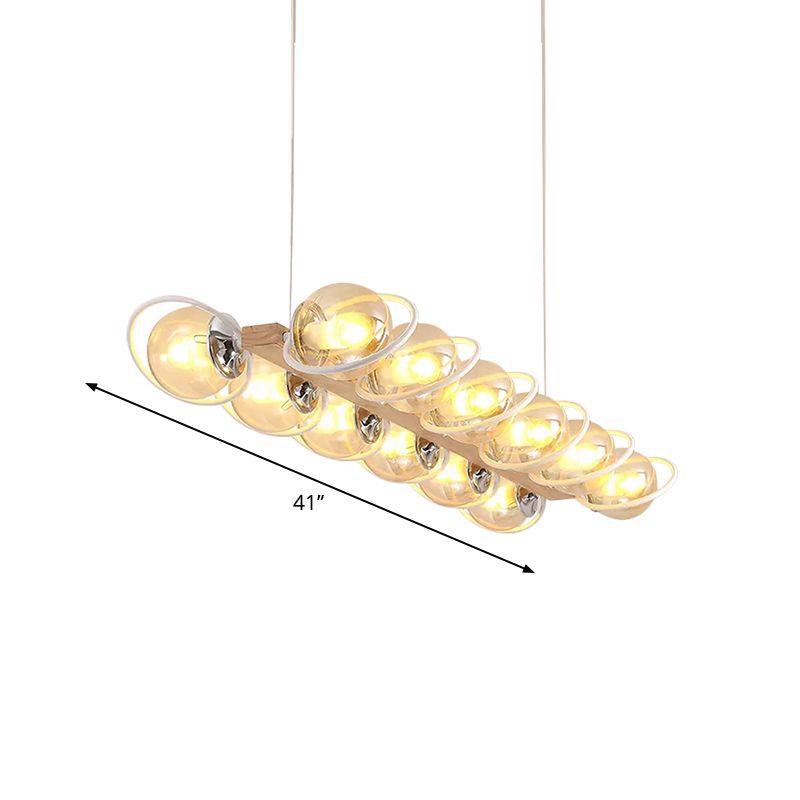 Cognac Bubble Shade Island Lighting 6/8/12 Lights Modern Glass Hanging Light Fixture for Dining Room