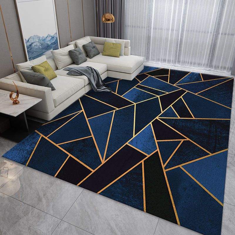 Tapis géométrique du tapis moderne de la Marine Tapis lavable pour le salon