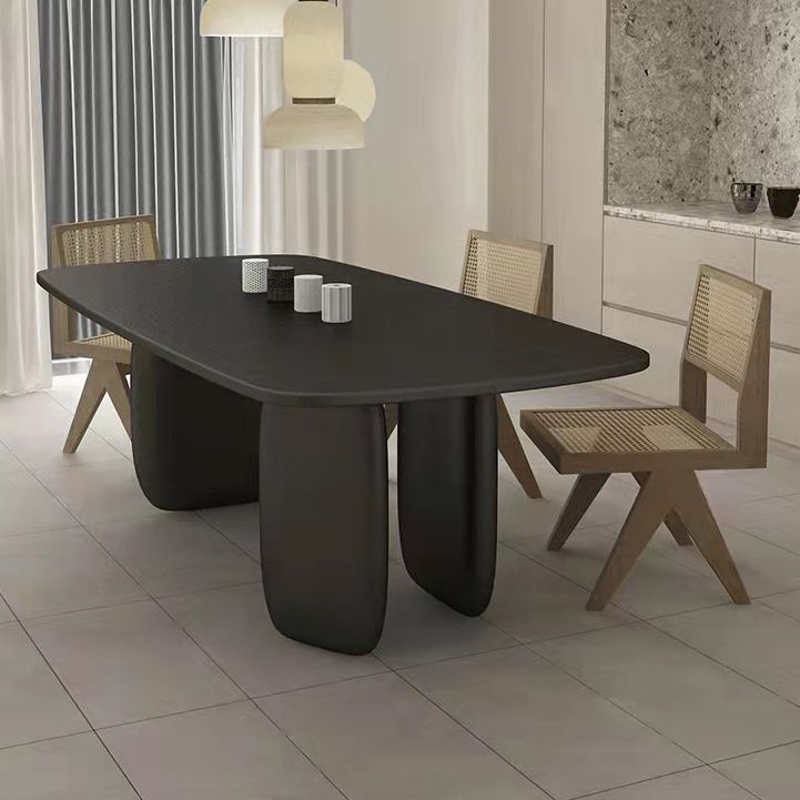 Modern Style Dining Wood Table Dining Rectangle Table with Wooden Legs
