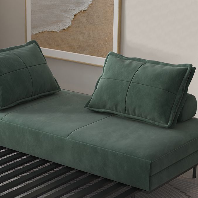 Scandinavian Futon Sofa Bed Fabric Pillow Back Armless With Chrome Legs Sleeper Sofa