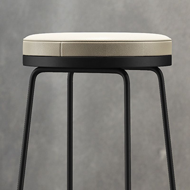 Modern Backrest Armless Counter Stool Metal Bar High Stool with Leather Cushion