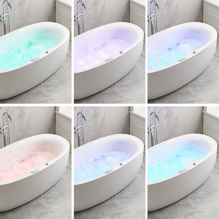 Modern Oval Acrylic Bathtub Hotel Freestanding Bath Tub in White