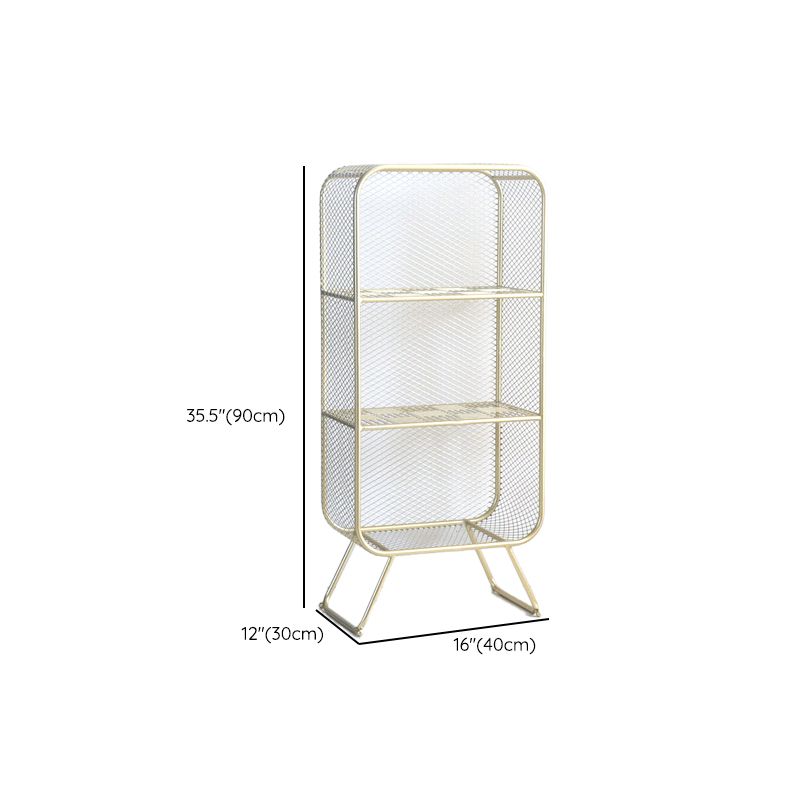 Gold Metal Bookshelf Closed Back Standard Bookcase with Shelves