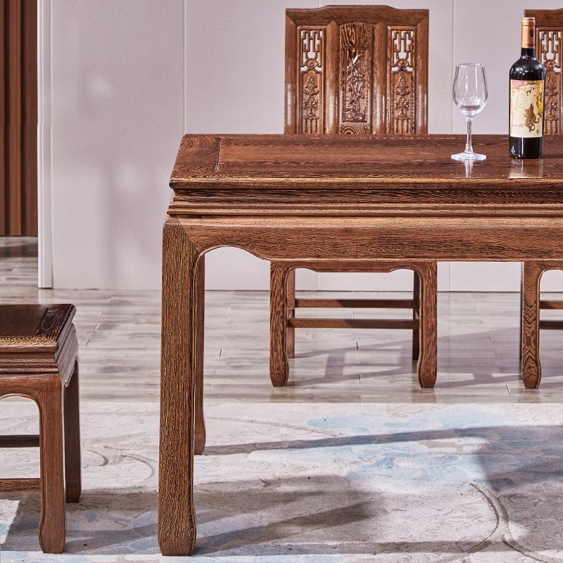 Traditional Style Solid Wood Dining Set with Fixed Rectangle Shape Table and 4 Legs Base