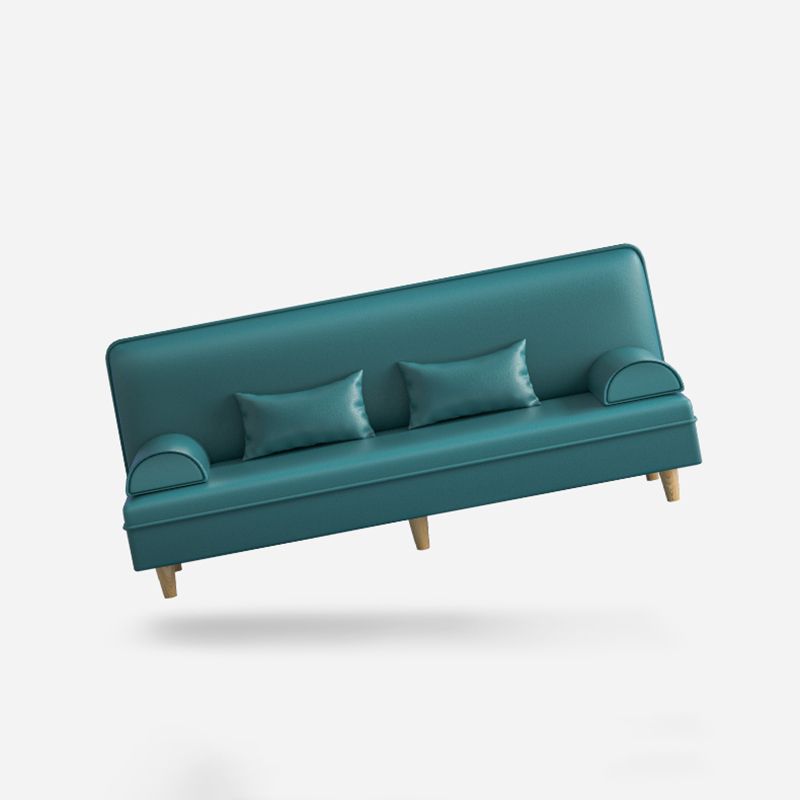 Modern Cotton-Blend/Faux Leather Convertible Sofa 33"H Armless Sofa for Living Room