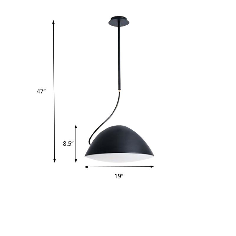 Luz de colgante colgante de domo negro/negro Metal contemporáneo 1 Luz de suspensión de luz para comedor