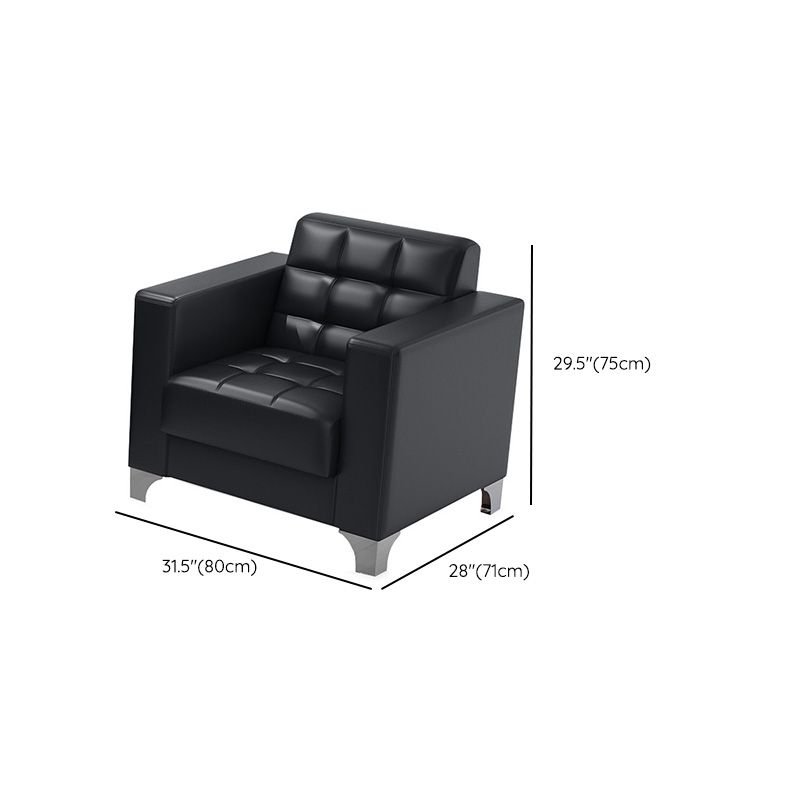 Square Arm Biscuit Back Sofa Industrial 1/3-seater Faux Leather Sofa