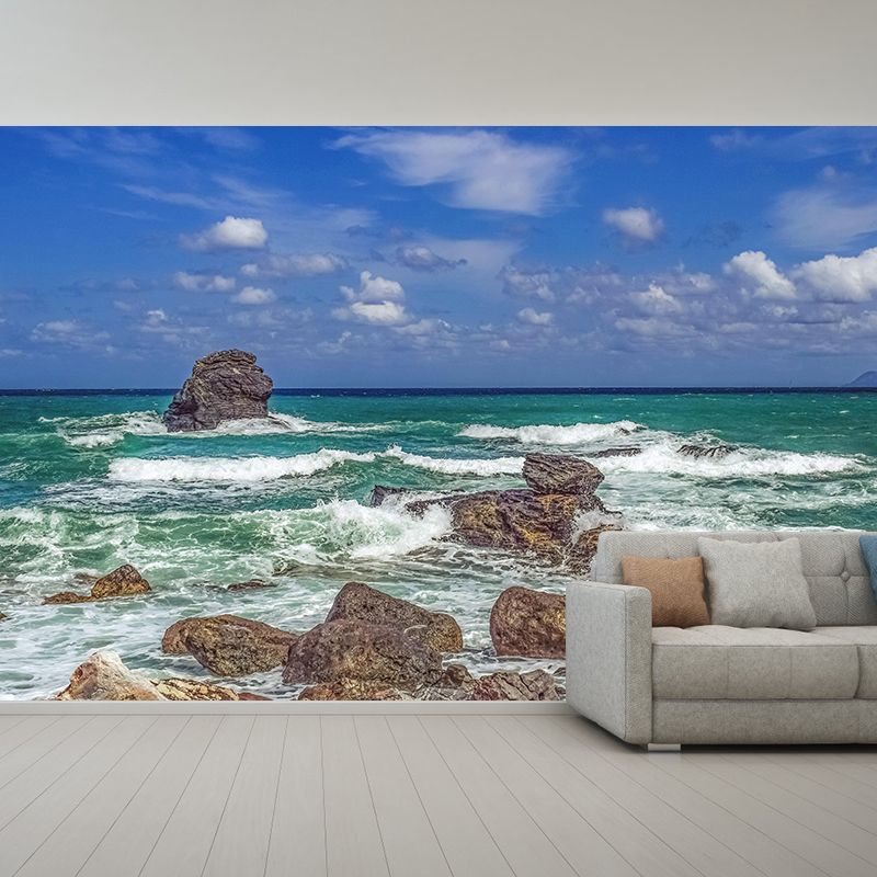 Romantic Aegean Sea Wallpaper Mural Contemporary Wall Covering Bathroom Floor Murals