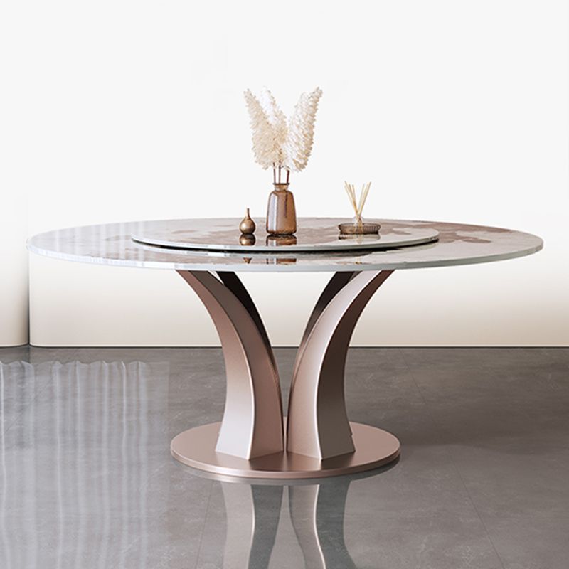 Modern Round Table Sintered Stone Dining Table with Turntable