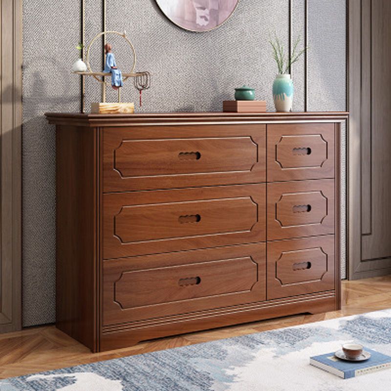 Horizontal Rubber Wood Double Dresser Modern Bedroom Storage Chest with 6 / 9 Drawers