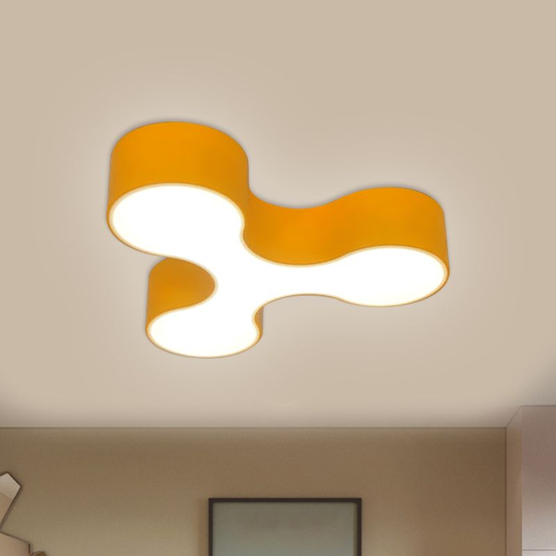 Nursery Room LED Flush Mount Lamp Macaroon White/Yellow/Blue Ceiling Light Fixture with Y-Shaped Acrylic Shade