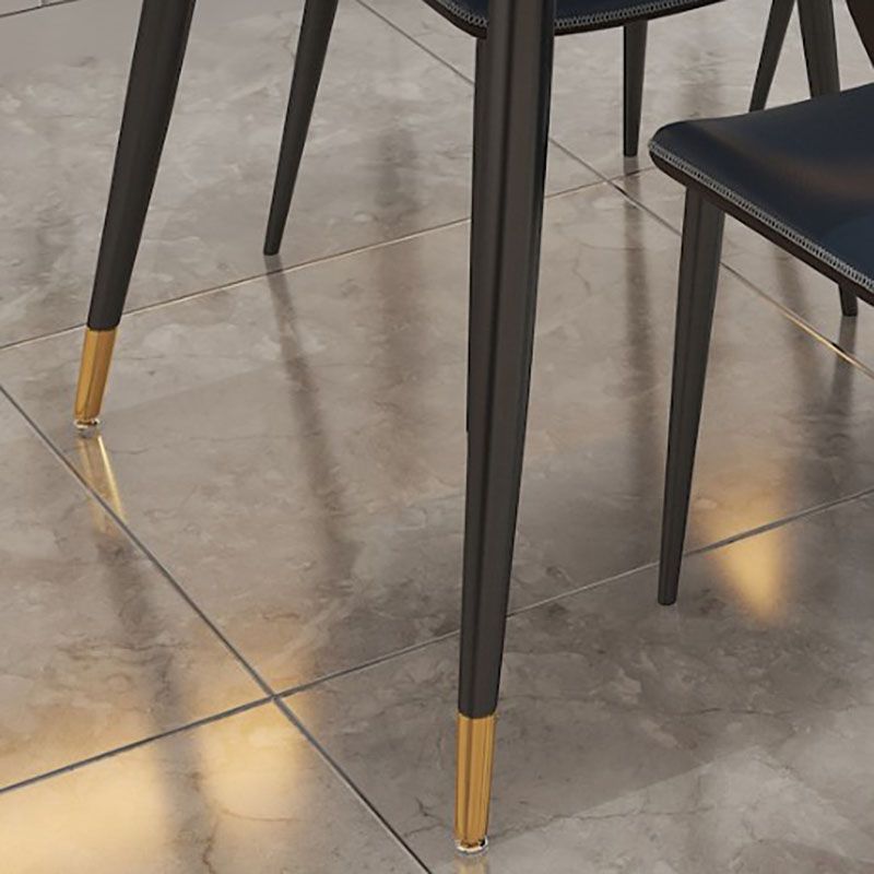 Light Luxury Rectangle Stone Top Dining Table Metal 4 Legs Dining Table