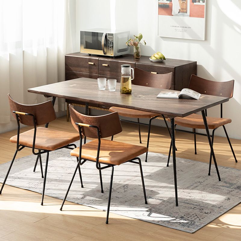 Industrial Dining Set 1/5/6/7 Pcs Solid Wood Dining Table and Armless Chairs