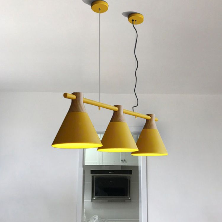 3 Lights Metal Island Pendant Lighting Nordic Style Cone Shade Island Lamps for Dining Table