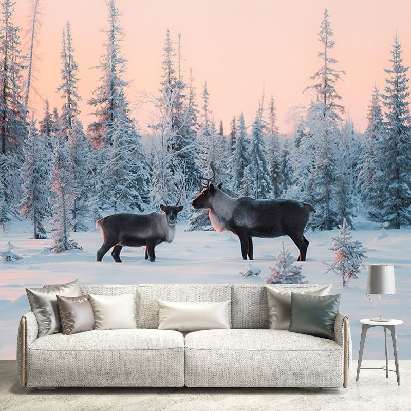 Contemporary Style Wild Animal Mural Mildew Resistant for Bedroom