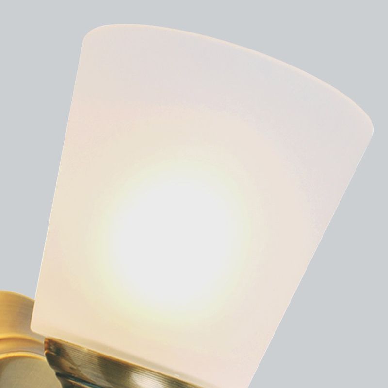 1-Head Sconce Light Fixture with Cone Shade White Glass Modernist Style Bedroom Wall Lamp in Gold