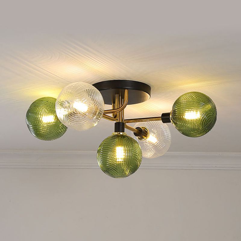 Glass Ball Shape Flush Mount Light Modern 5 Lights Flush Mount Ceiling Fixture