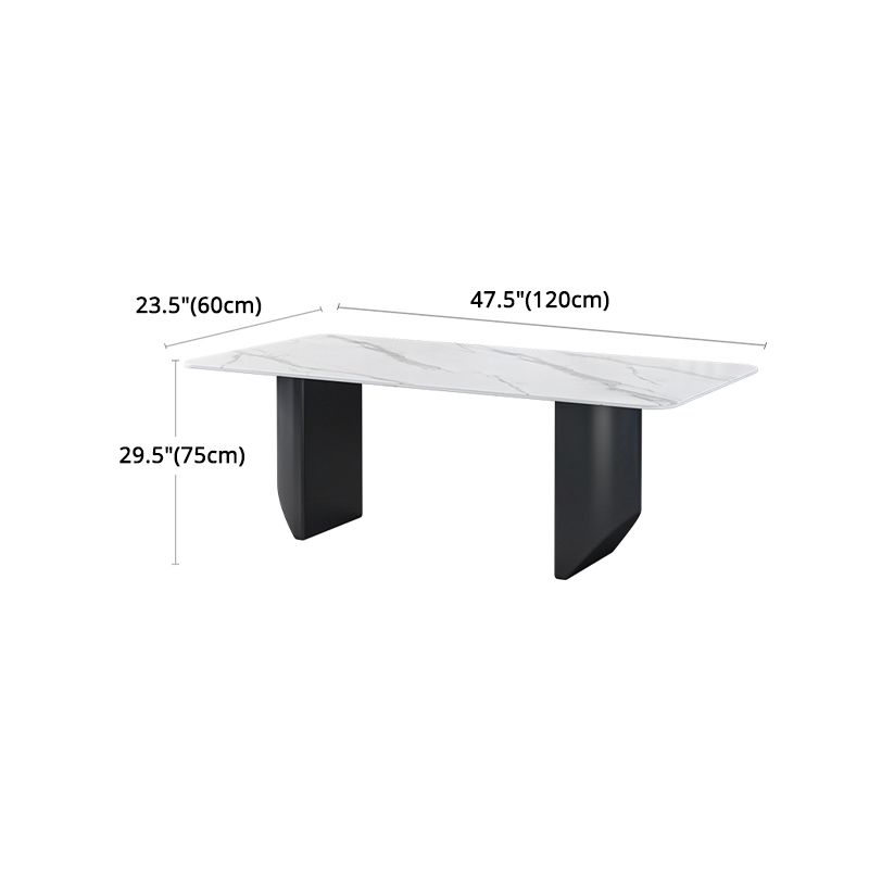 Modern Iron Dinette Set 1/2/5/7 Pieces Rectangle White Sintered Stone Top Dining Table Set
