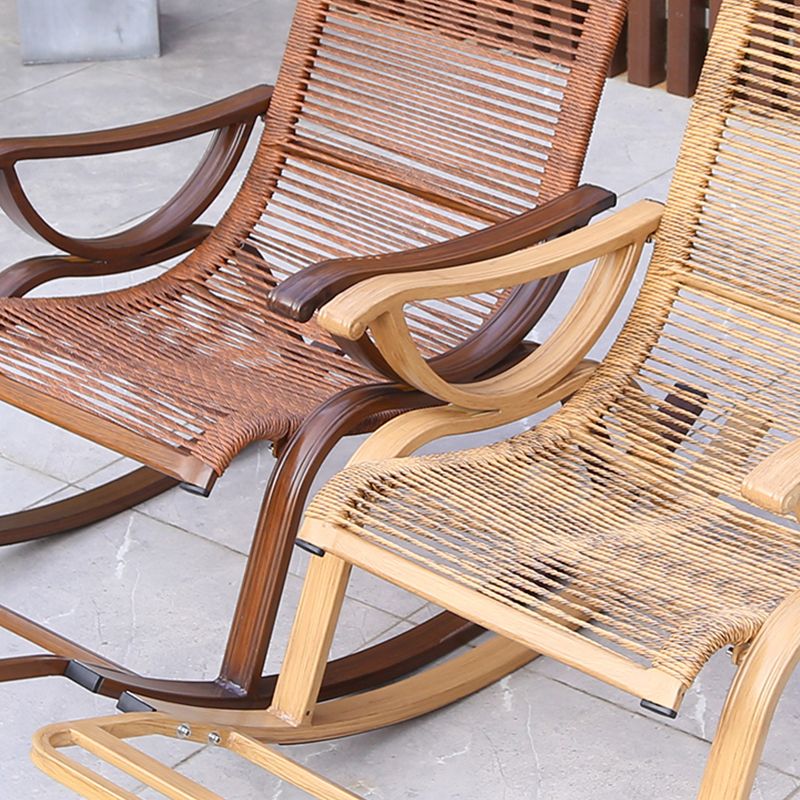 Modern Rocker Wicker Woven Rope with Gray Frame Recliner Chair