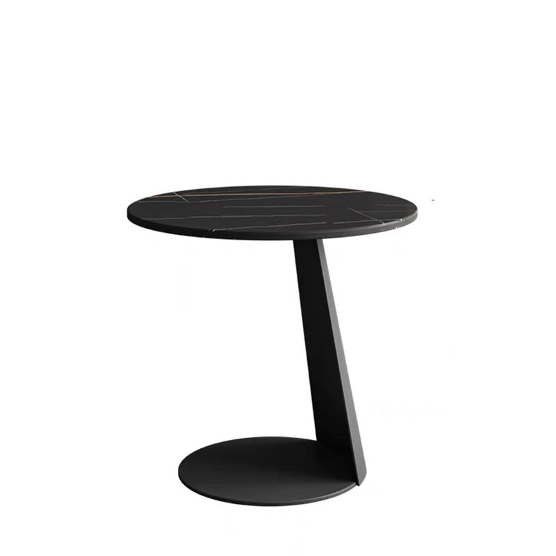 Modern Style White Rock Slab Top Metal Craft Round Coffee Table