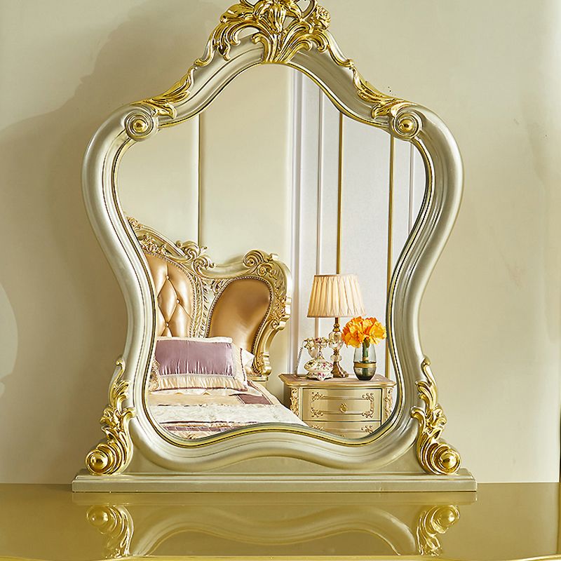 Victorian 19.68" Wide Makeup Table Solid Wood Mirrored Makeup Vanity with Drawers
