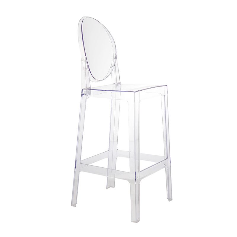 Contemporary Plastic Low Back Counter Stool Footrest Furniture with 4 Legs