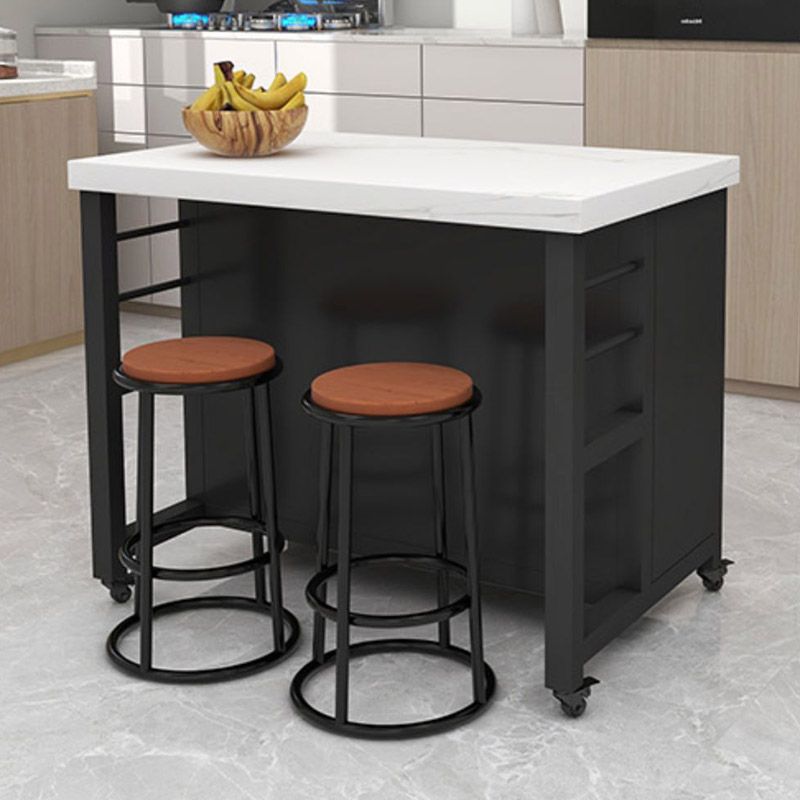 Dining Room Kitchen Island Table Modern Marble Prep Table with Storage Cabinet
