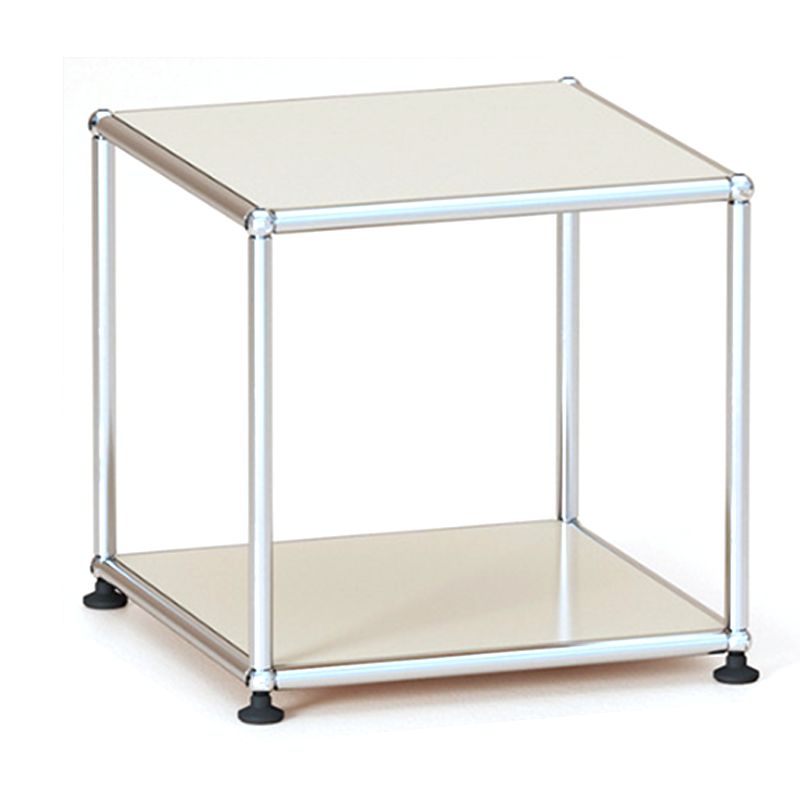 15. 6" Tall Modern Square Sofa Side Accent Table with Floor Shelf