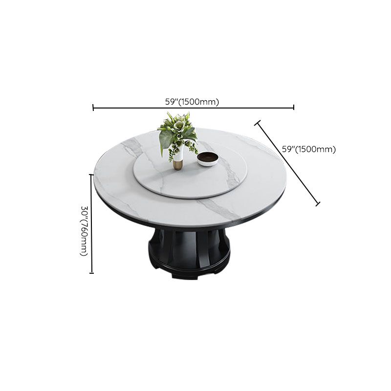 Rubberwood Solid Wood Pedestal Dining Table Convertible Dining Table